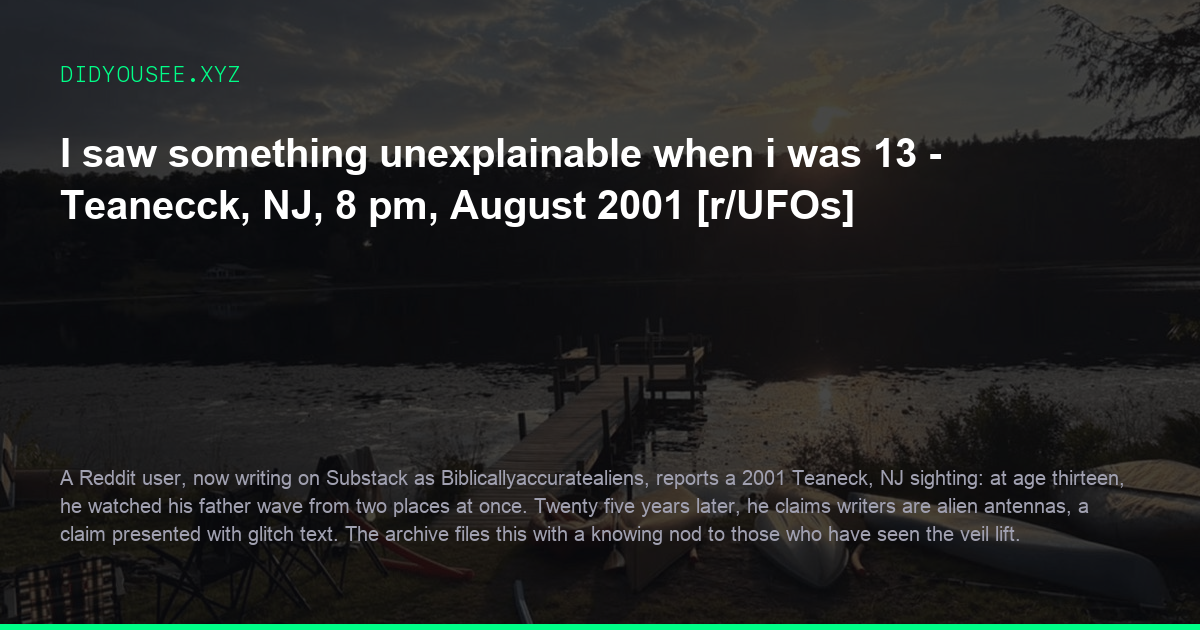 I saw something unexplainable when i was 13 - Teanecck, NJ, 8 pm, August 2001 [r/UFOs]